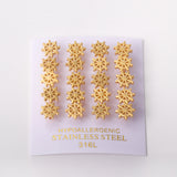 12 pairs Gold Cut Screwback Stud Earrings without Diamonds