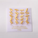 12 pairs steel/gold Cut Fishbone Screwback Earrings without diamonds