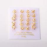 12 pairs Steel / Gold Cut / Frosted Screwback Earrings without Drill