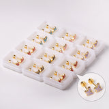 12 pairs 7.5mm*5.5mm Goldtone/Steel Mixed Color Screwback Earrings