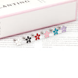 12 pairs 4mm round cake + 8mm cherry blossom mixed 6 colors studs steel / gold