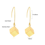 Small V Hook Closure Brushed Square 8mm Earrings