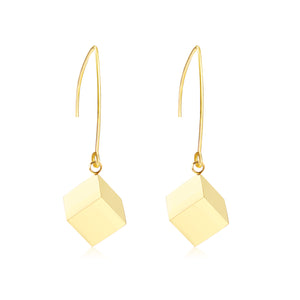 Small V Hook Closure Brushed Square 8mm Earrings