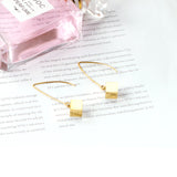 Small V Hook Closure Brushed Square 8mm Earrings