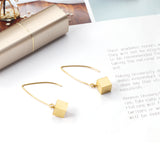 Small V Hook Closure Brushed Square 8mm Earrings