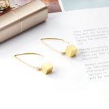 Small V Hook Closure Brushed Square 8mm Earrings