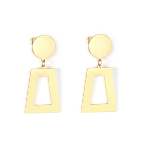 14mm Round + 21*26mm Trapezoidal Glossy Earrings