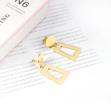 14mm Round + 21*26mm Trapezoidal Glossy Earrings