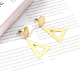 14mm Round + 26*32mm Triangle Smooth Earrings