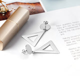 14mm Round + 26*32mm Triangle Smooth Earrings