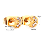 4.2*5mm Moon with CNC Zirconia Stud Earrings Steel Color/Golden Color