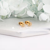 4.2*5mm Moon with CNC Zirconia Stud Earrings Steel Color/Golden Color