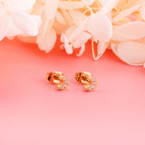 4.2*5mm Moon with CNC Zirconia Stud Earrings Steel Color/Golden Color