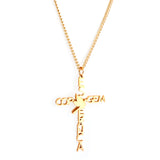 Alphabet Combination Cross Pendant With Only Bird Necklace 45+5cm Gold