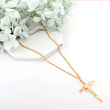 Alphabet Combination Cross Pendant With Only Bird Necklace 45+5cm Gold