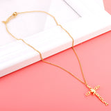 Alphabet Combination Cross Pendant With Only Bird Necklace 45+5cm Gold