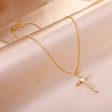 Alphabet Combination Cross Pendant With Only Bird Necklace 45+5cm Gold