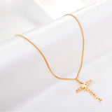 Alphabet Combination Cross Pendant With Only Bird Necklace 45+5cm Gold