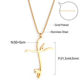 Cross Pendant with Only Bird Necklace 50+5cm Gold Color