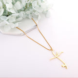 Cross Pendant with Only Bird Necklace 50+5cm Gold Color