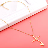 Cross Pendant with Only Bird Necklace 50+5cm Gold Color