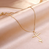 Cross Pendant with Only Bird Necklace 50+5cm Gold Color