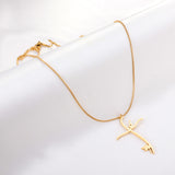 Cross Pendant with Only Bird Necklace 50+5cm Gold Color