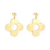 Steel Bead Halves Polished & Brushed 4-Piece Flower Earrings