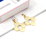 Steel Bead Halves Polished & Brushed 4-Piece Flower Earrings