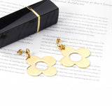 Steel Bead Halves Polished & Brushed 4-Piece Flower Earrings