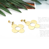 Steel Bead Halves Polished & Brushed 4-Piece Flower Earrings