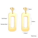 Half Bead Glossy & Brushed Long Cutout Earrings Goldtone