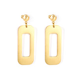 Half Bead Glossy & Brushed Long Cutout Earrings Goldtone