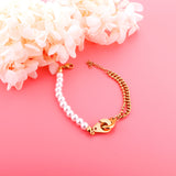 Handcuffs Accessories Bracelet with White Pearls 28cm Golden