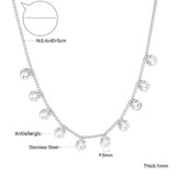 0.4 Side chain 40+5cm Necklace with 10 5mm round trees in polished finish