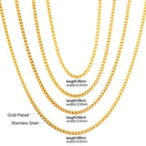 ASON 10pcs/bulk long necklace collar 1.0 wire 3.5mm*45cm grinding six sides matching chain steel color & gold stainless steel necklace wholesale