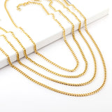 ASON 10pcs/bulk long necklace collar 1.0 wire 3.5mm*45cm grinding six sides matching chain steel color & gold stainless steel necklace wholesale