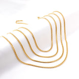 ASON 10pcs/bulk long necklace collar 1.0 wire 3.5mm*45cm grinding six sides matching chain steel color & gold stainless steel necklace wholesale