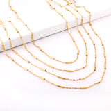 ASON 10pcs/bulk long necklace collar 0.4mm*45cm flat cross with steel tube matching chain steel color & gold stainless steel necklace wholesale