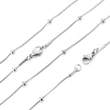 ASON 10pcs/bulk long necklace collar 0.9mm*45cm round snake with 3.0mm beads with chain Steel Color & Gold Color Stainless Steel Necklace Wholesale