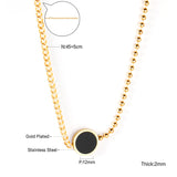 Black Shell Round Cake Pendant Necklace 45+5cm