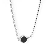 Black Shell Round Cake Pendant Necklace 45+5cm