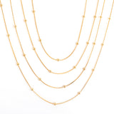 ASON 10pcs/bulk long necklace collar 0.9mm*45cm round snake with 3.0mm beads with chain Steel Color & Gold Color Stainless Steel Necklace Wholesale