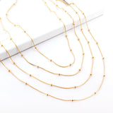 ASON 10pcs/bulk long necklace collar 0.9mm*45cm round snake with 3.0mm beads with chain Steel Color & Gold Color Stainless Steel Necklace Wholesale