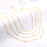 ASON 10pcs/bulk long necklace collar 0.9mm*45cm round snake with 3.0mm beads with chain Steel Color & Gold Color Stainless Steel Necklace Wholesale