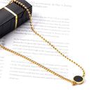 Black Shell Round Cake Pendant Necklace 45+5cm