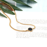 Black Shell Round Cake Pendant Necklace 45+5cm