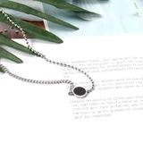 Black Shell Round Cake Pendant Necklace 45+5cm