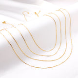 ASON 10pcs/bulk long necklace collar 0.8mm*45cm pendant square clip 2.0 beads matching chain steel color & gold color stainless steel necklace wholesale