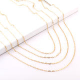 ASON 10pcs/bulk long necklace collar 0.5x2x4.3mm*45cm elongated sweater chain steel color & gold stainless steel necklace wholesale